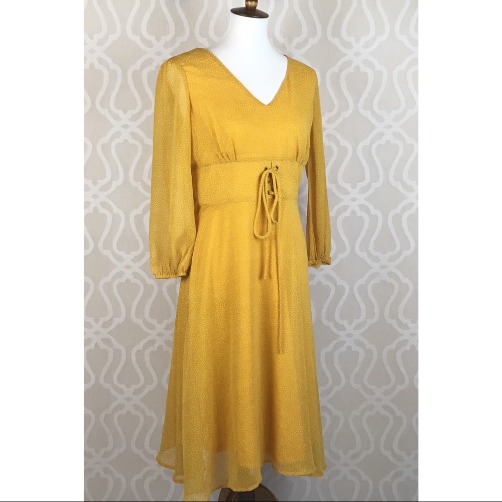 *LAST ONE* Retro Style Mustard Midi Dress - Picture 2 of 7